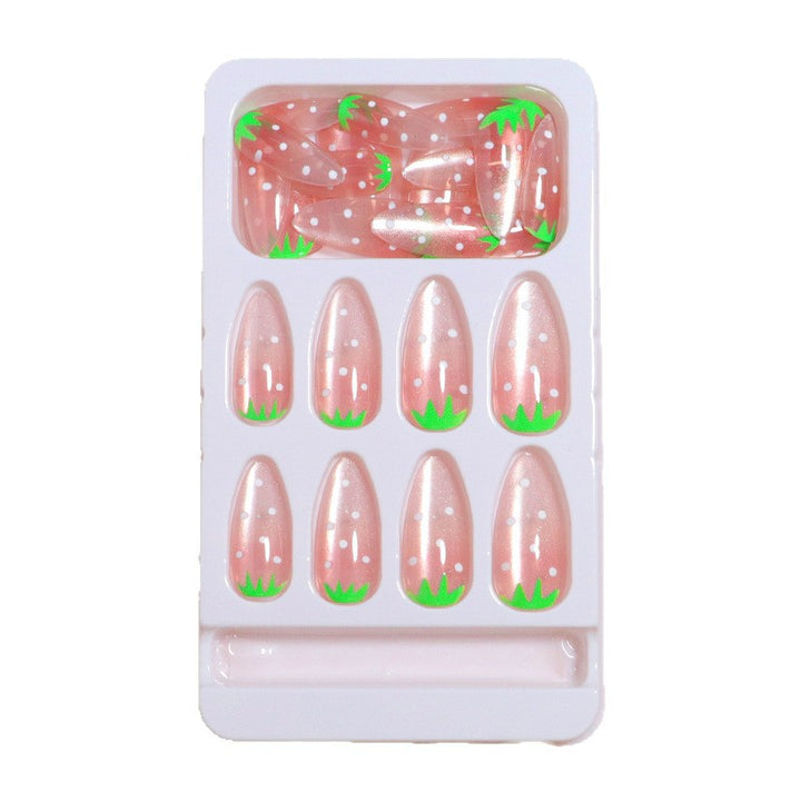 Erdbeer-inspiriertes künstlerisches Press-On-Nagelset Karnz
