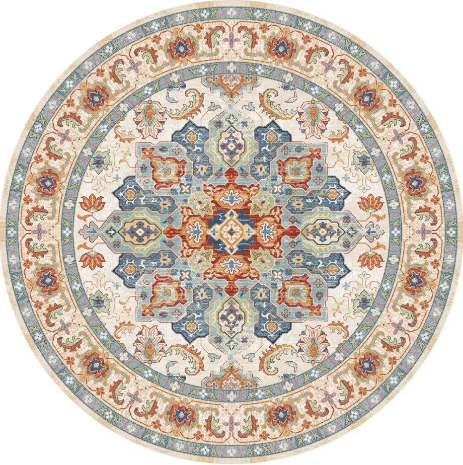 Runder Vintage Floral Teppich