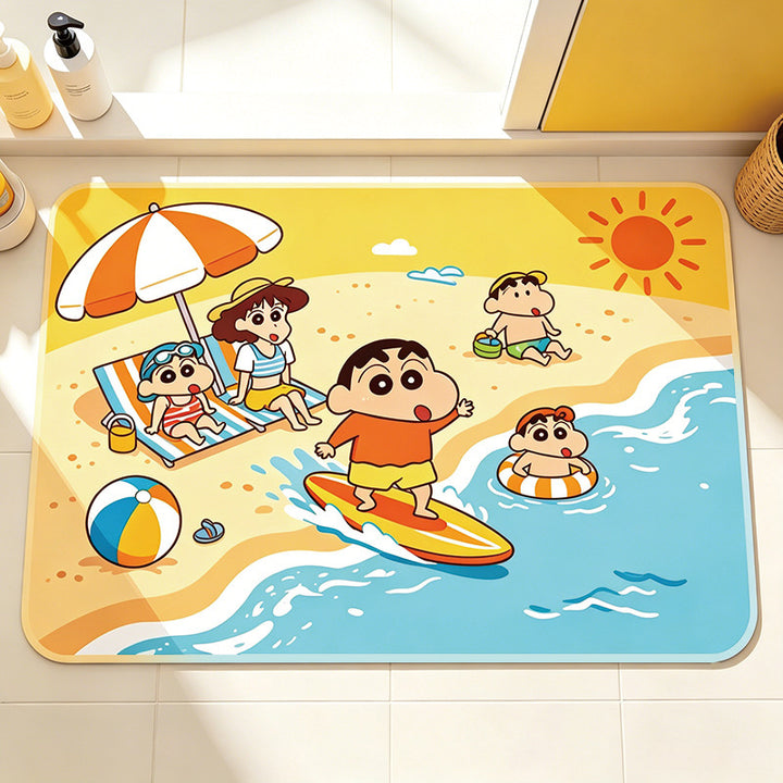 Verspielt Cartoon Strand-Themen Badmatte