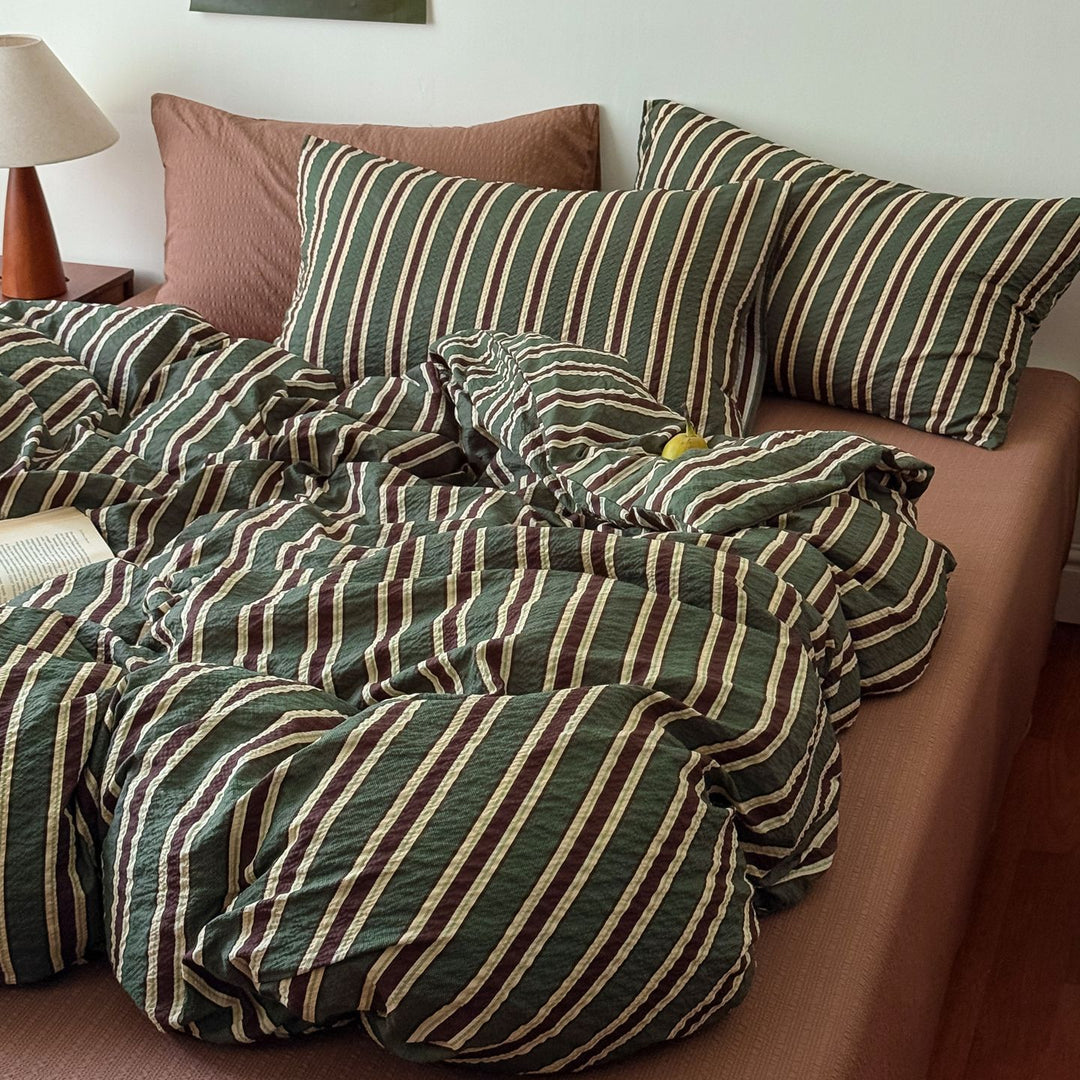 Texturiertes gestreiftes Quilt-Set