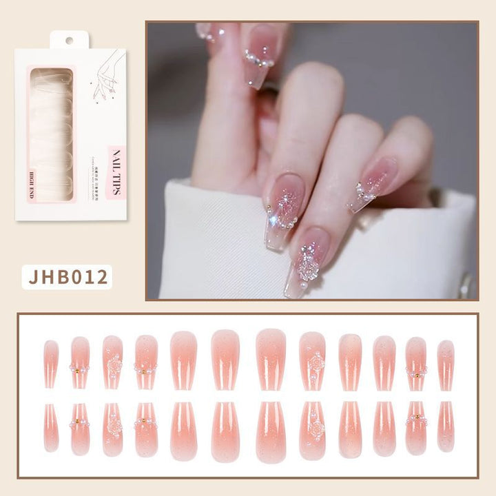 Dekoratives Press-On-Nagelset mit Strass-Akzenten Karnz