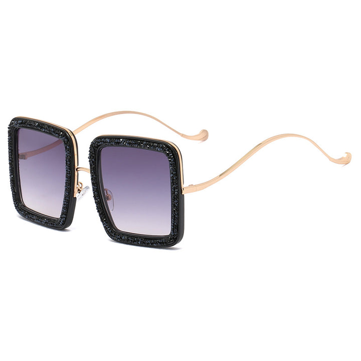 Damen glamouröse Sonnenbrille mit funkelndem Kristallrahmen Karnz