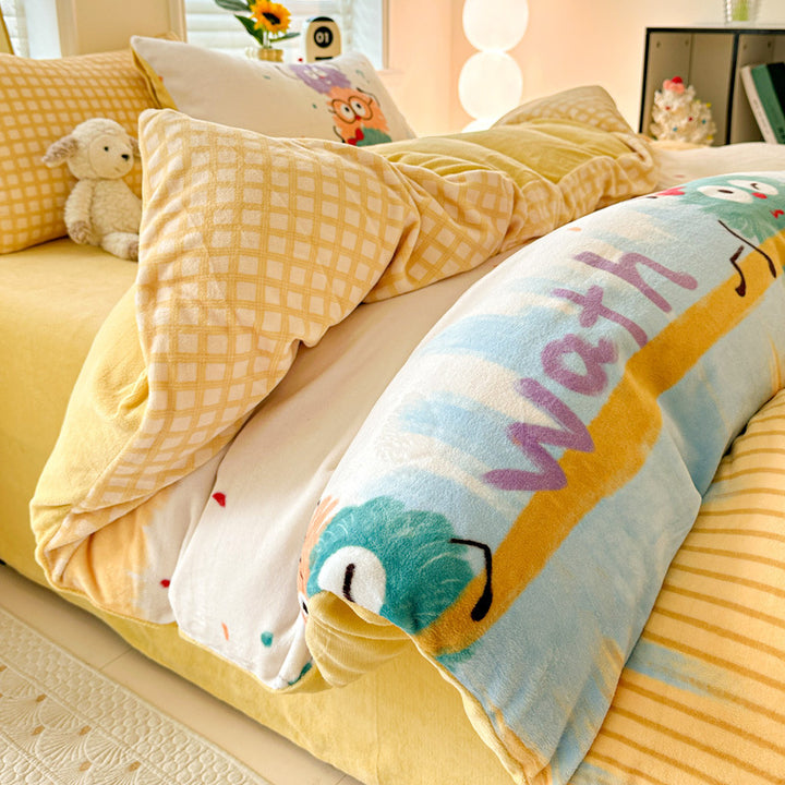 Verspielt blumenmusterte Fleece-Decke