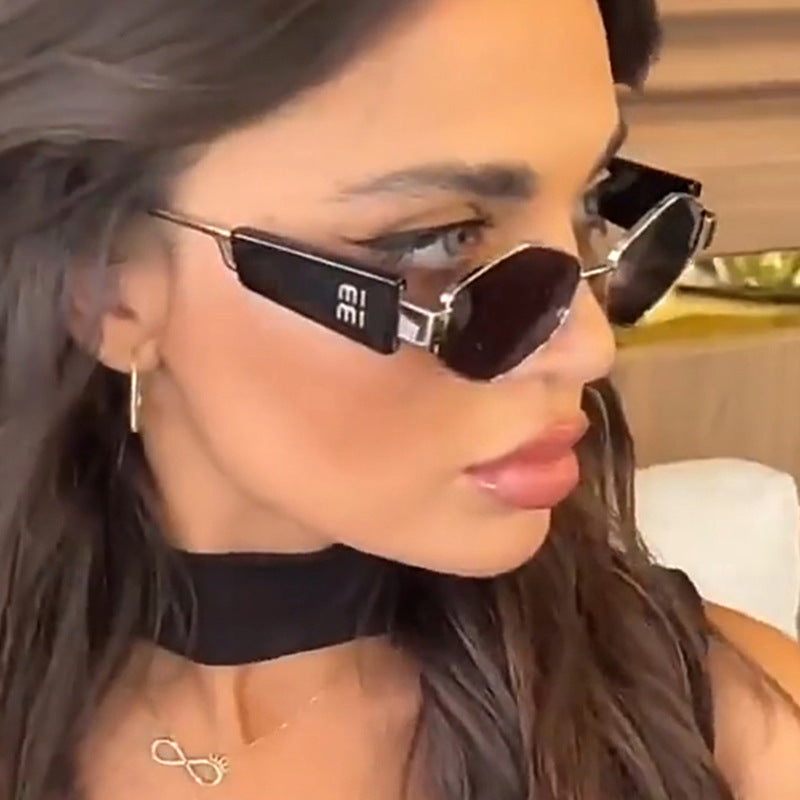 Damen geometrische Sonnenbrille mit modischem Design und UV-Schutz Karnz