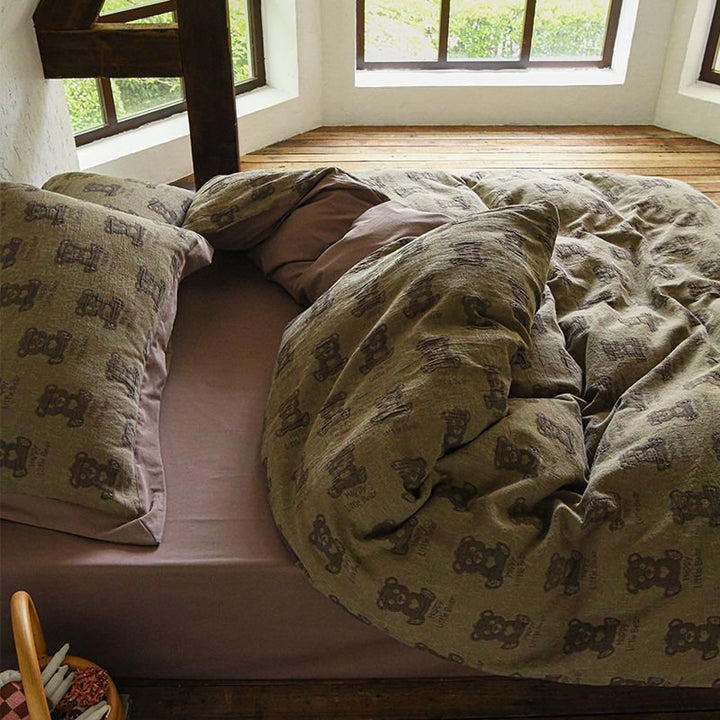Teddy-Motiv Gewaschenes Baumwoll-Percale Bettwäsche-Set