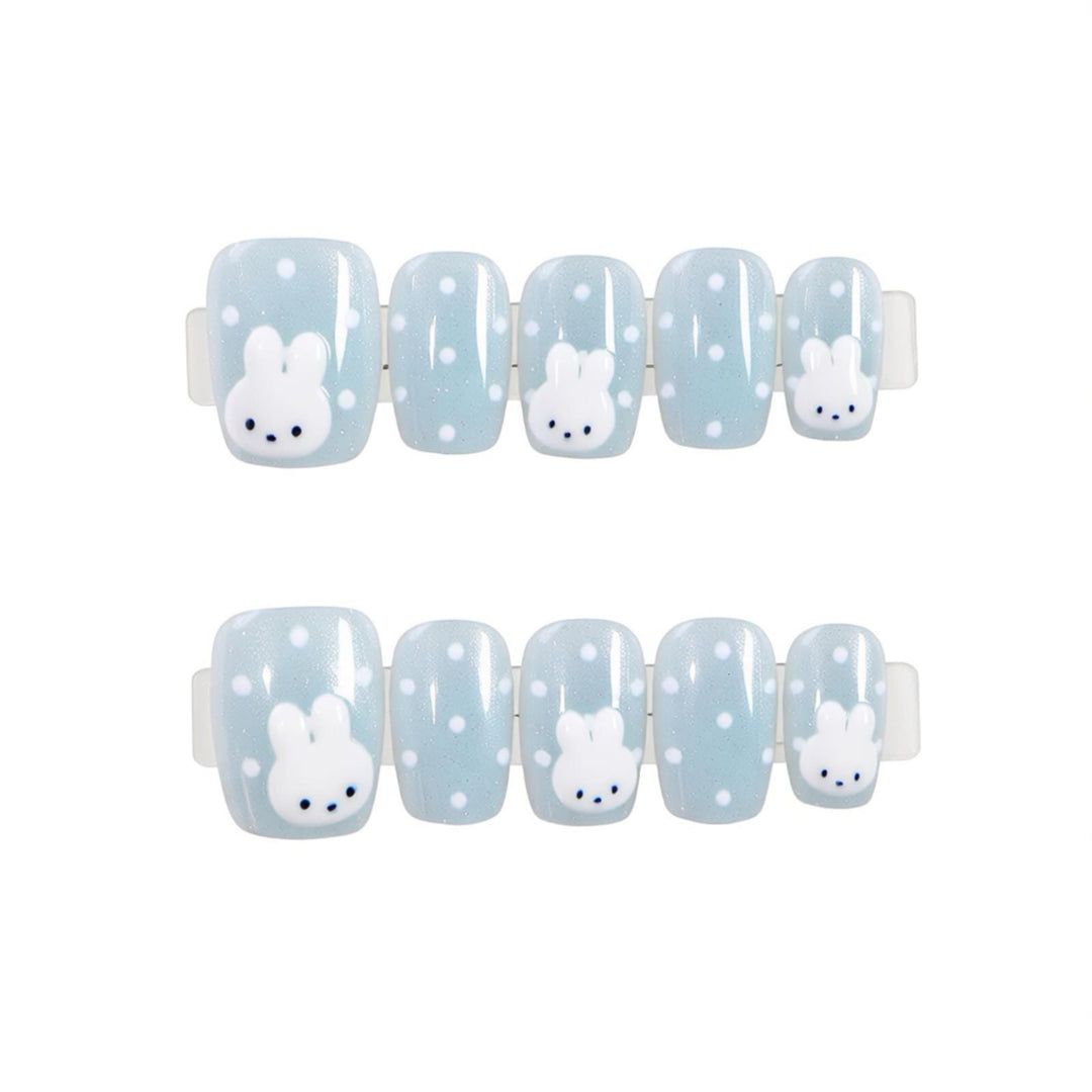 Verspieltes Kaninchen-Themen Press-On Nagelkunstset Karnz