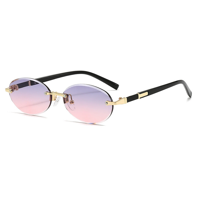 Damen modische ovale Sonnenbrille mit trendigem Metallrahmen Karnz