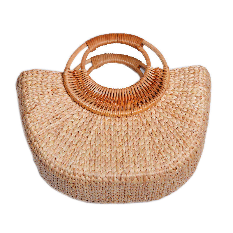 Damen handgefertigte Strandtasche mit geflochtenen Griffen Karnz