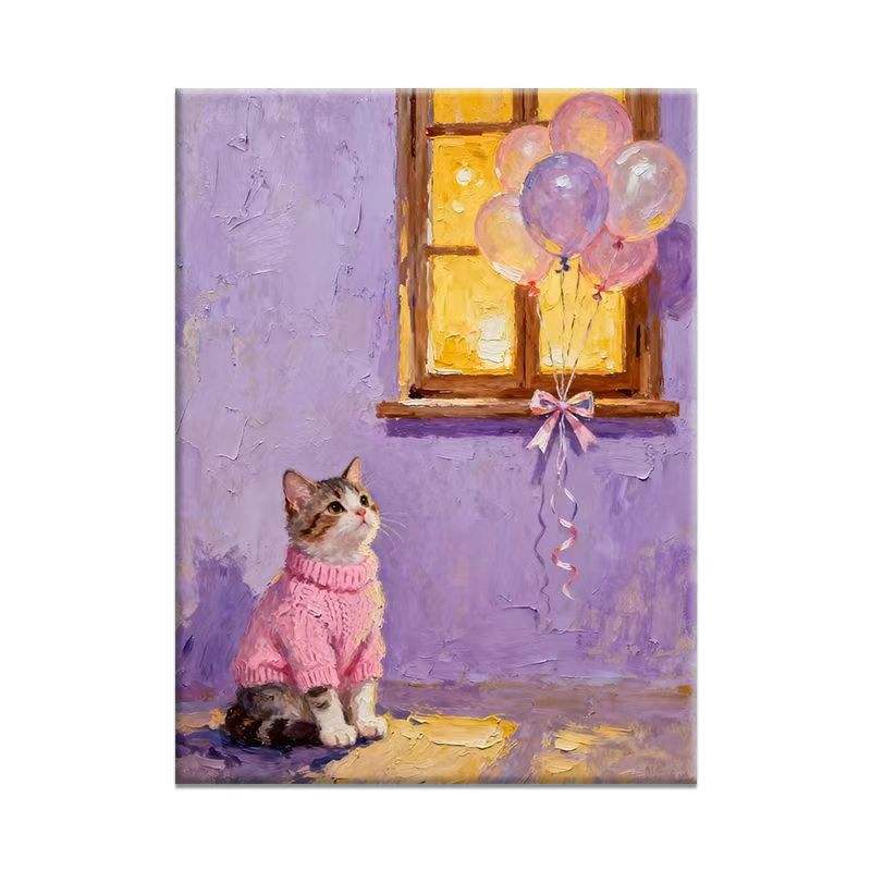 Verspielte Katzenillustration Leinwandkunst Karnz
