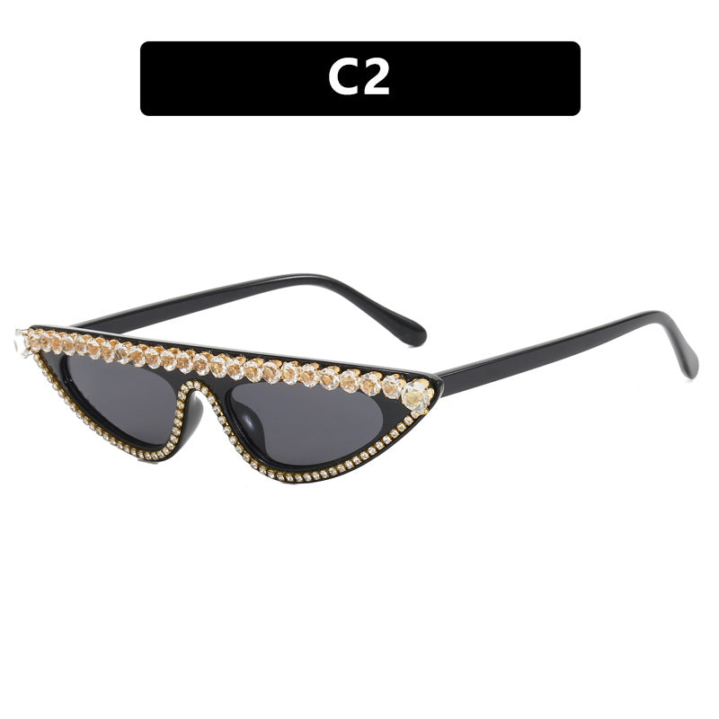 Damen Designer-Sonnenbrille im stilvollen Cat-Eye-Design mit glitzerndem Rahmen Karnz