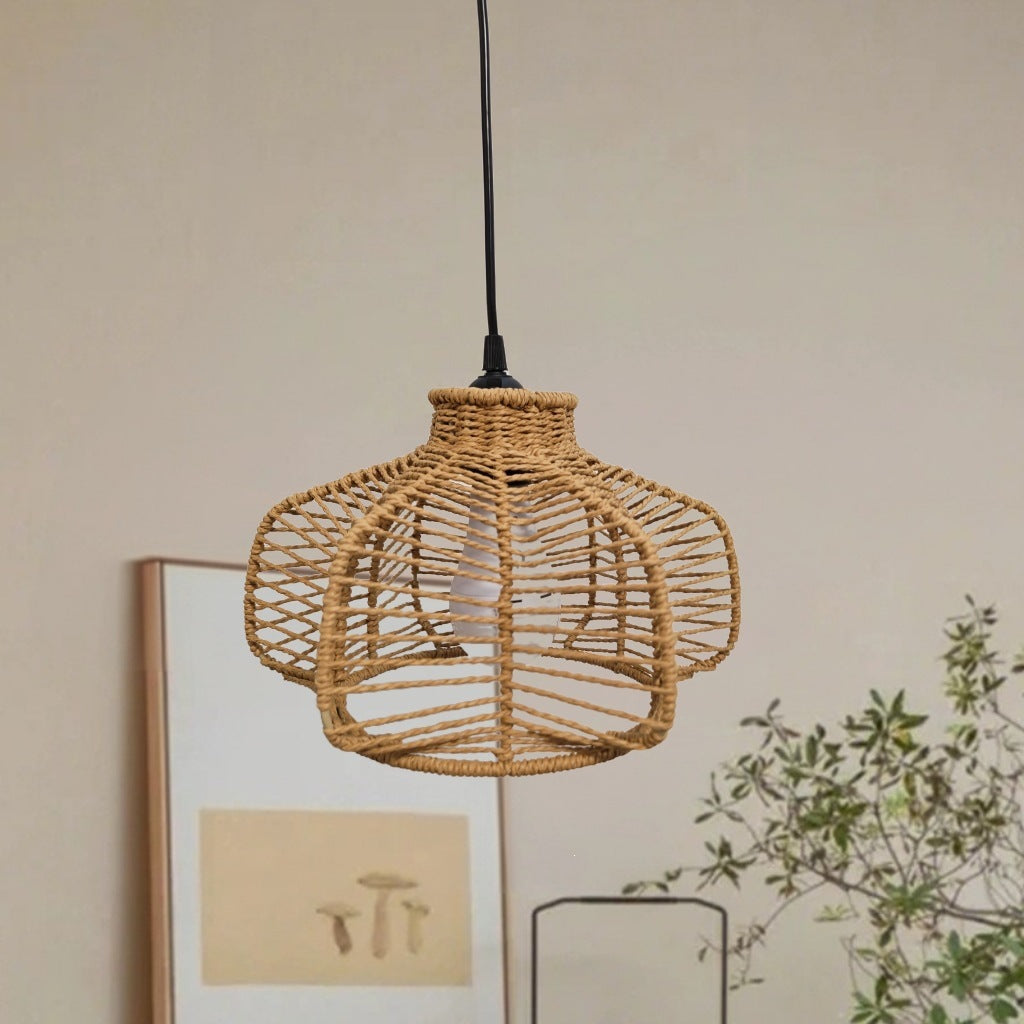 Handgewebte Rattan Pendelleuchte