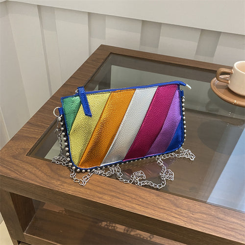 Bunte Metallische Gestreifte Clutch Tasche