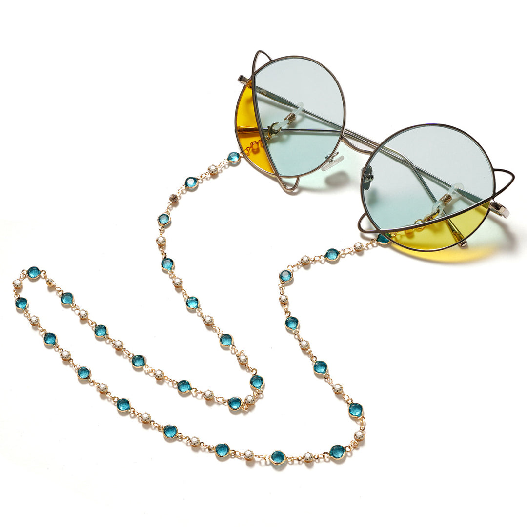 Elegante Strass- und Edelsteinkette für Brillen Karnz