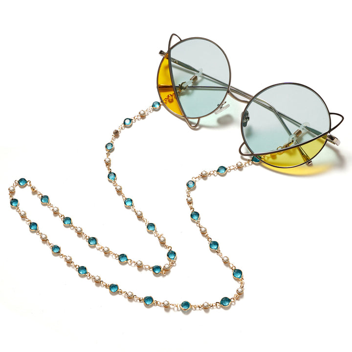 Elegante Strass- und Edelsteinkette für Brillen Karnz