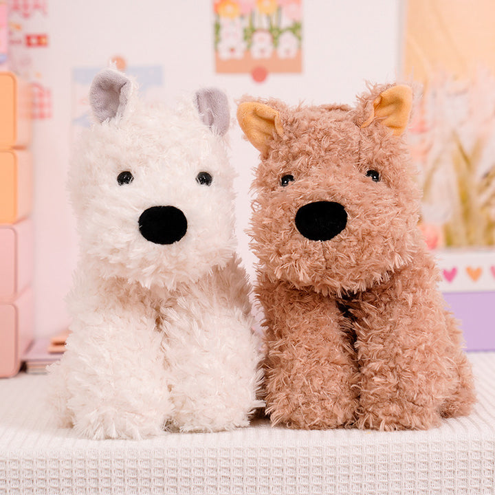 Fluffy Sitz Plüsch Hund Plüschspielzeug mit lockigem Kunstfell und knuddelbarer Bohnenfüllung Karnz