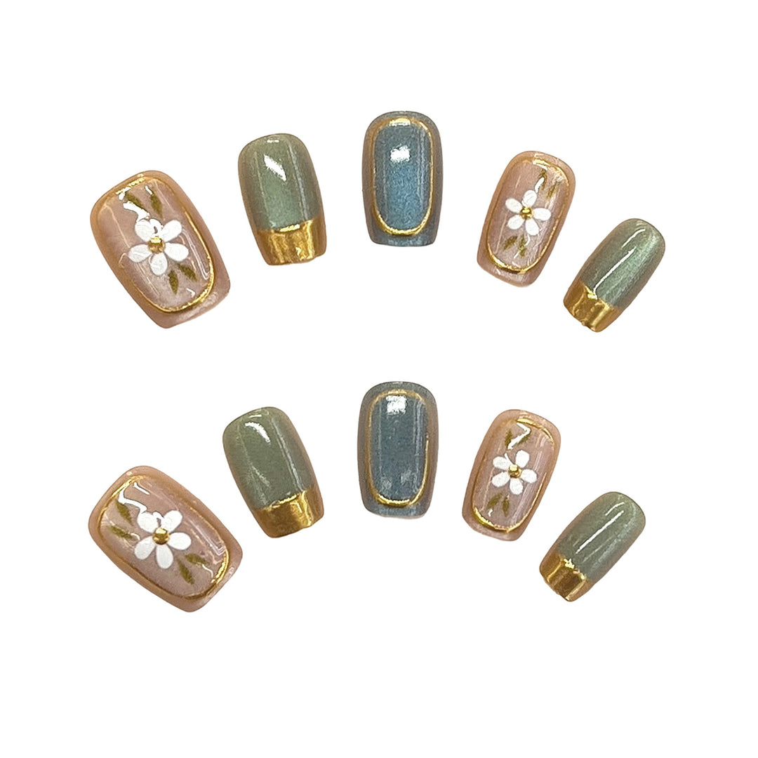Floral Accent Press-On Nagel Kunst Set Karnz
