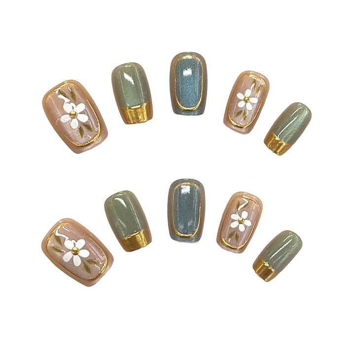 Floral Accent Press-On Nagel Kunst Set Karnz