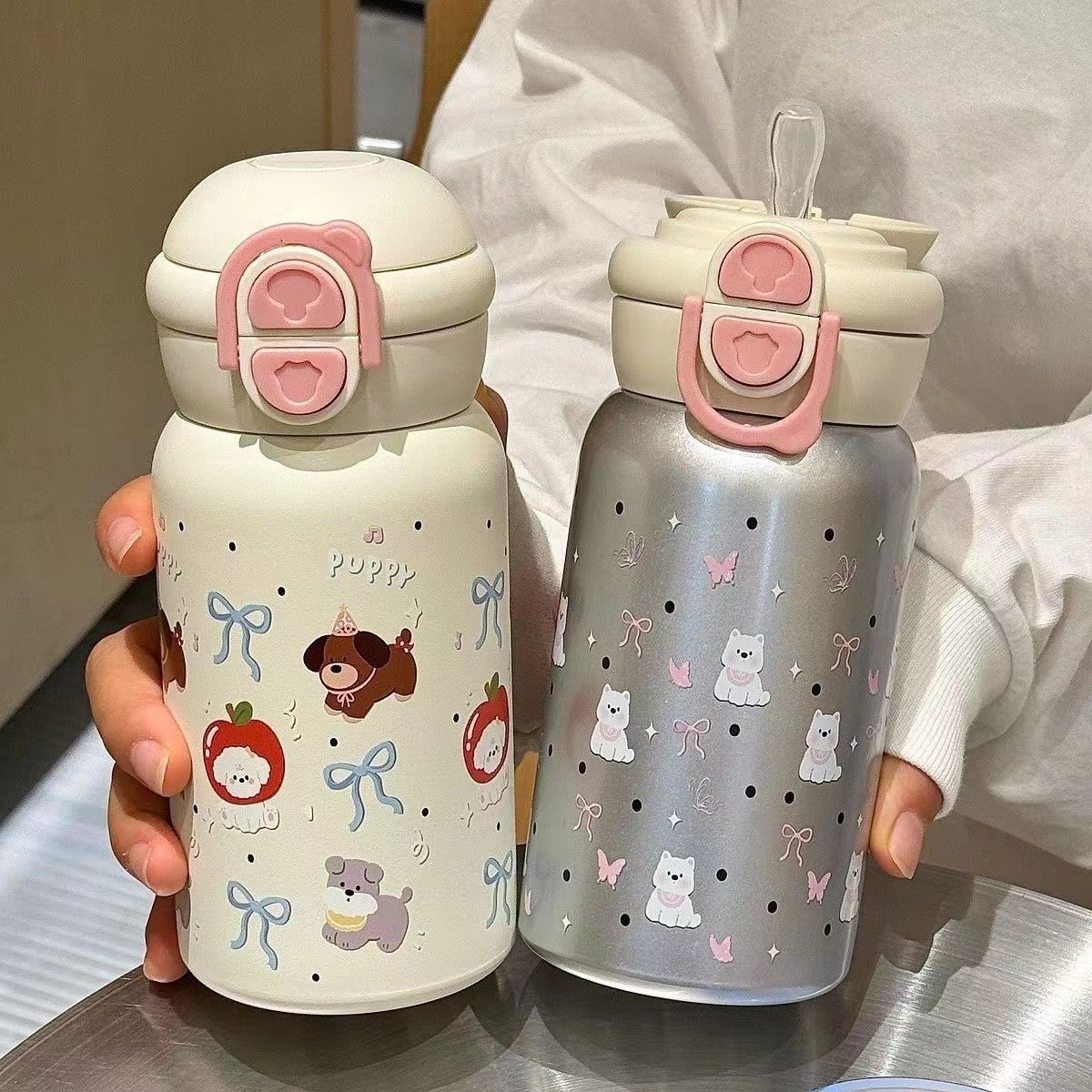 Damen Verspielte Kinder-Trinkflasche mit Tieren Karnz