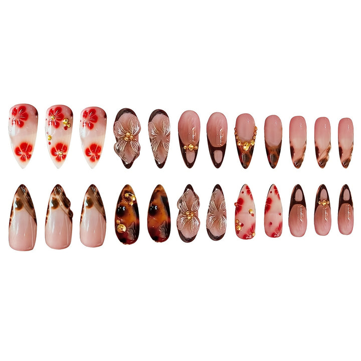 Künstlerisches Stiletto Press-On Nagelkunst Set Karnz