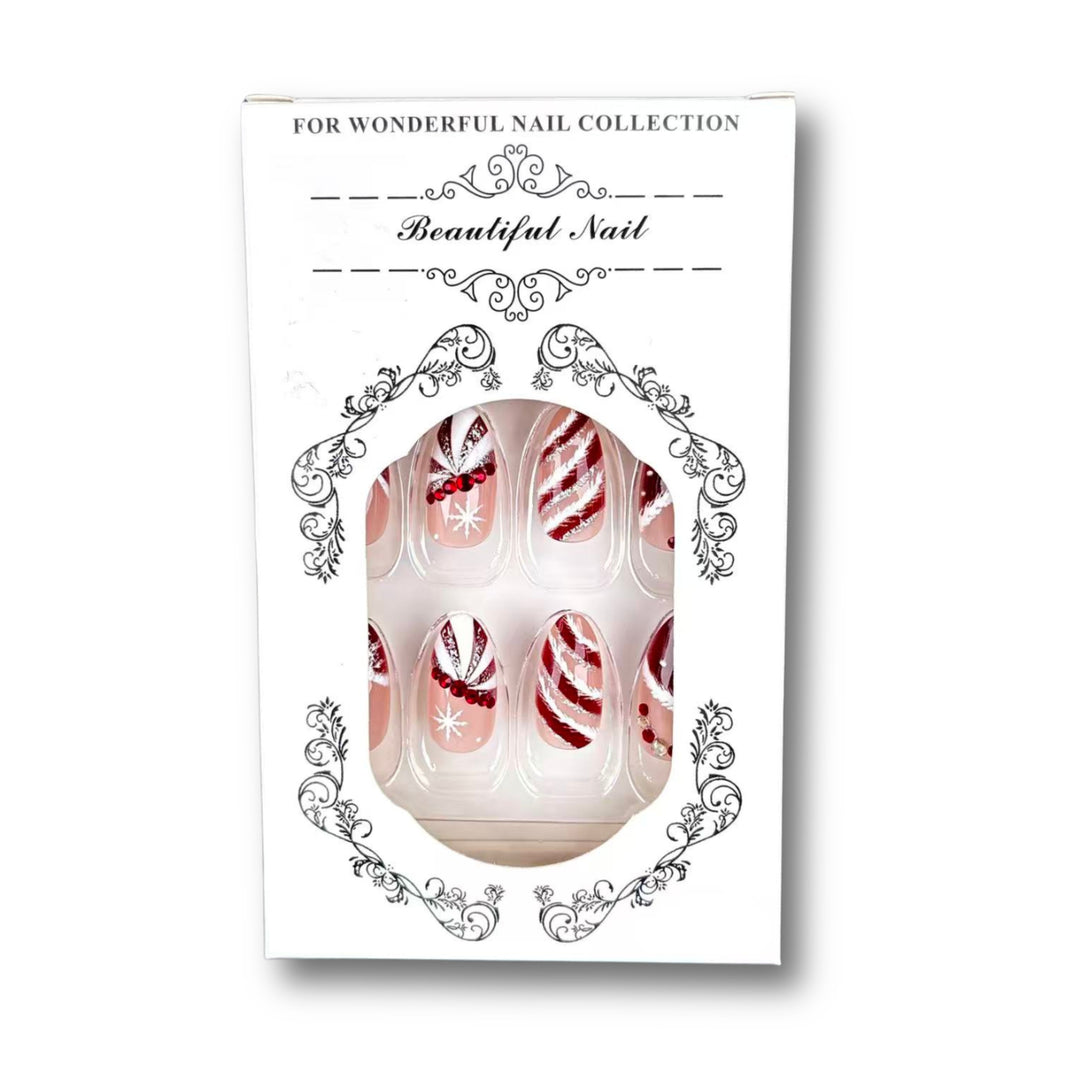 Festliches Zuckerstangen-Press-On-Nagelset