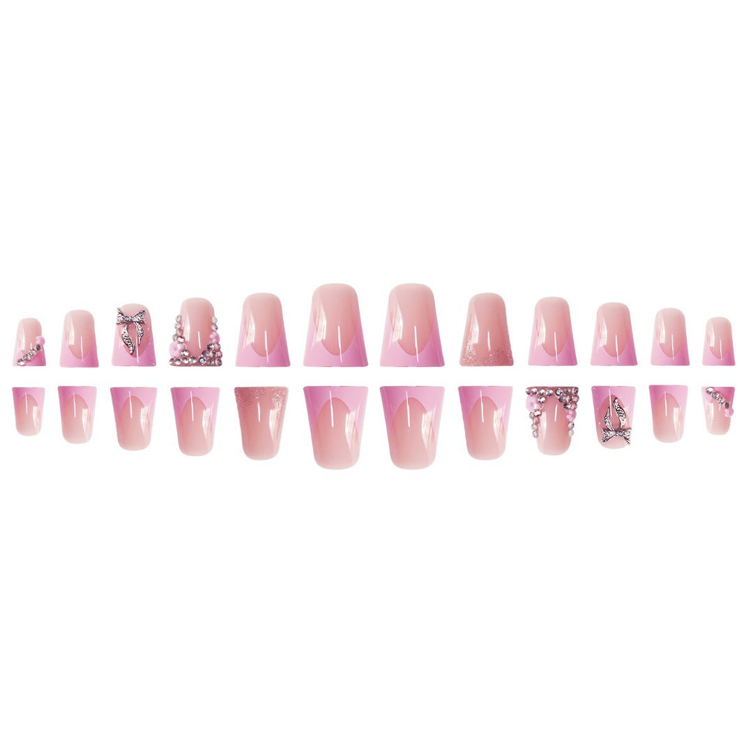Floral Rhinestone Press-On Nail Enhancements Karnz