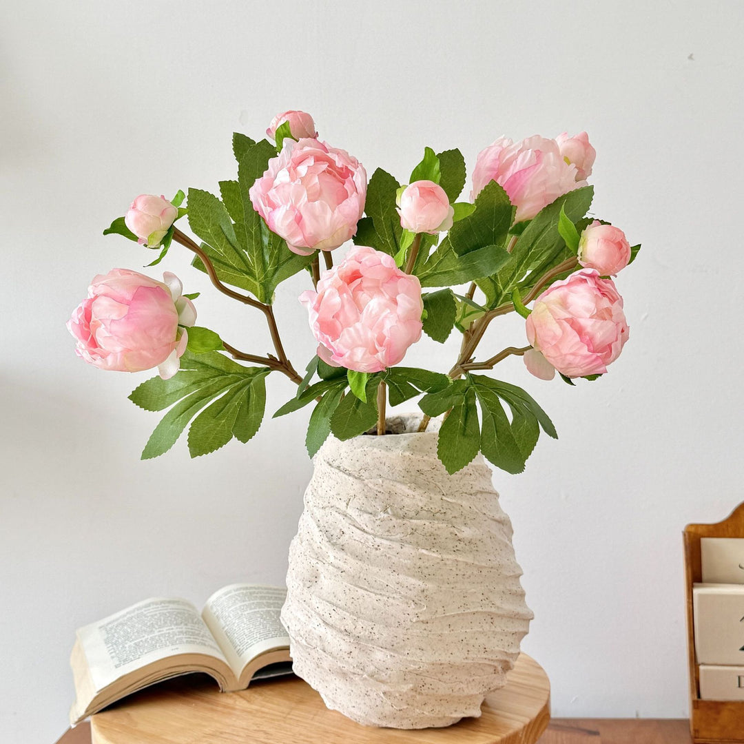 Künstlicher Pfingstrosenstrauß mit zarten Blüten und Blättern Karnz