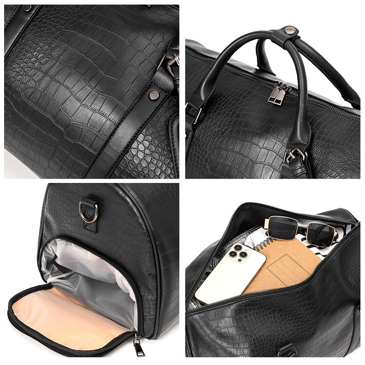 Elegante Reisetasche Im Luxuriösen Krokodil-Look Karnz