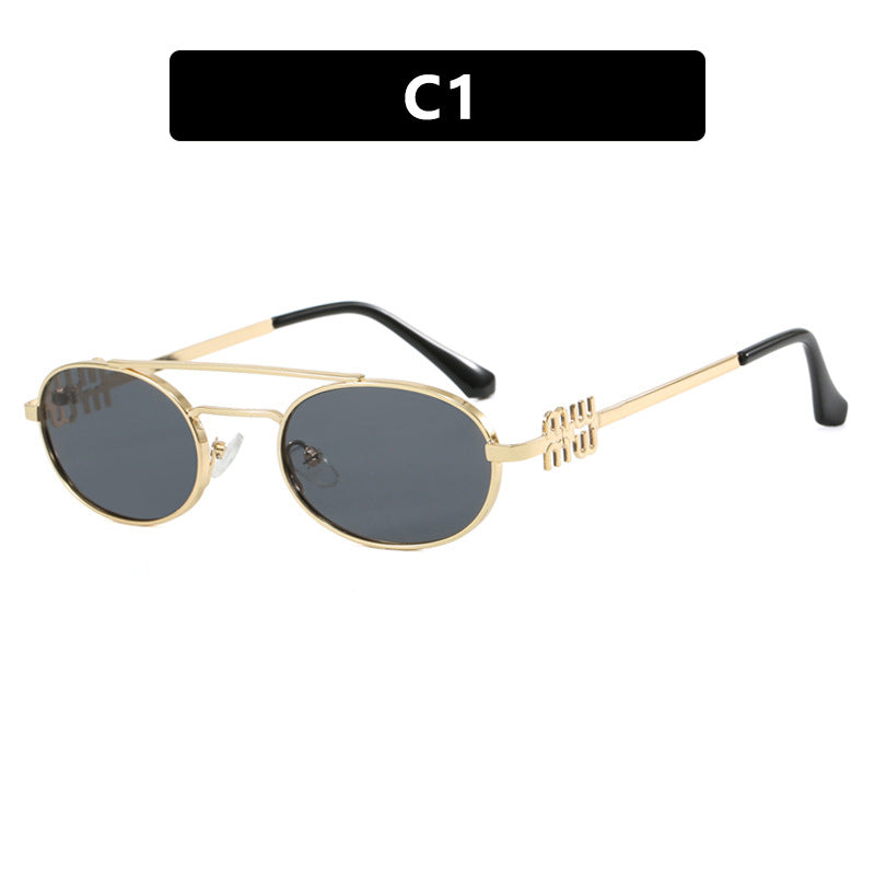 Damen elegante ovale Sonnenbrille mit luxuriösem Metallrahmen Karnz