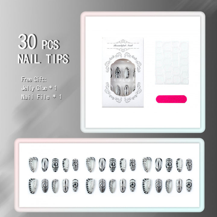 Künstlerisch vom Gothic inspiriertes Press-On-Nagelset