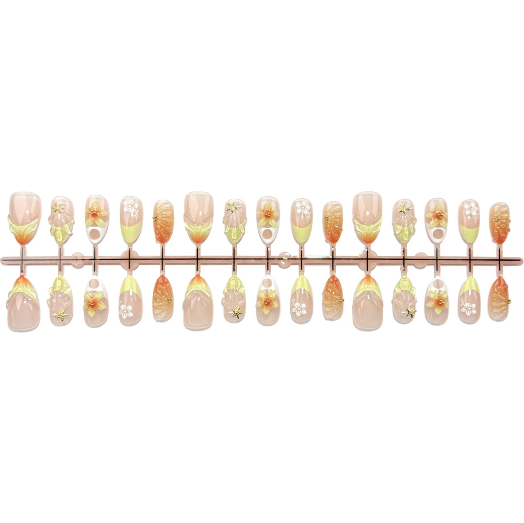 Künstlerisches Floral Designer Press-On Nail Set