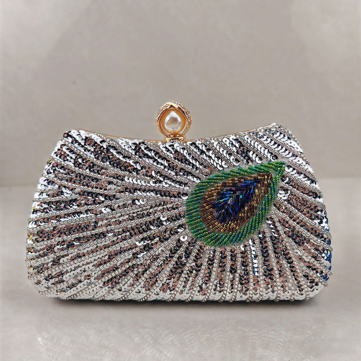 Pailletten-Pfauen-Design-Clutch