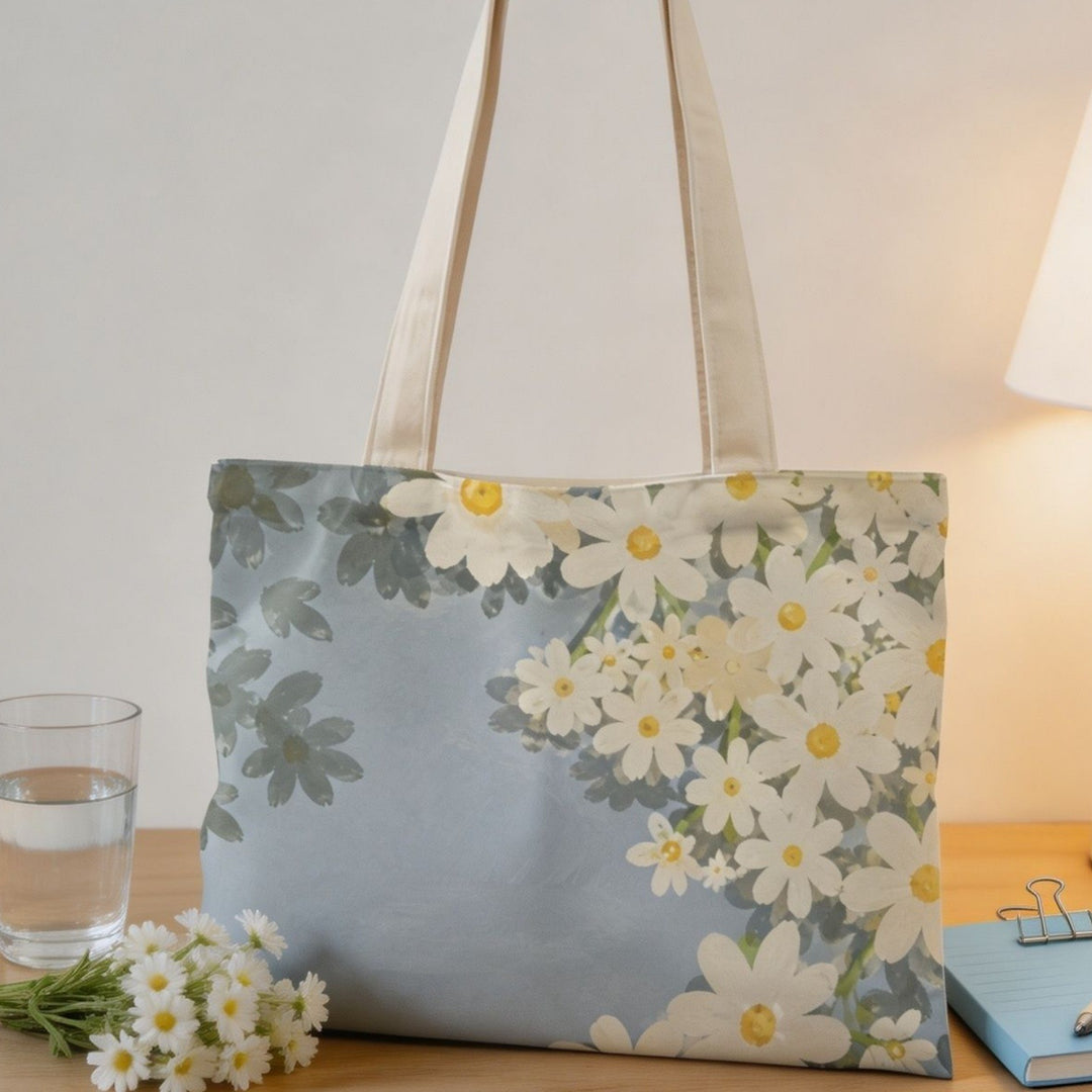 Blumenmuster-Leinwand-Tote-Bag