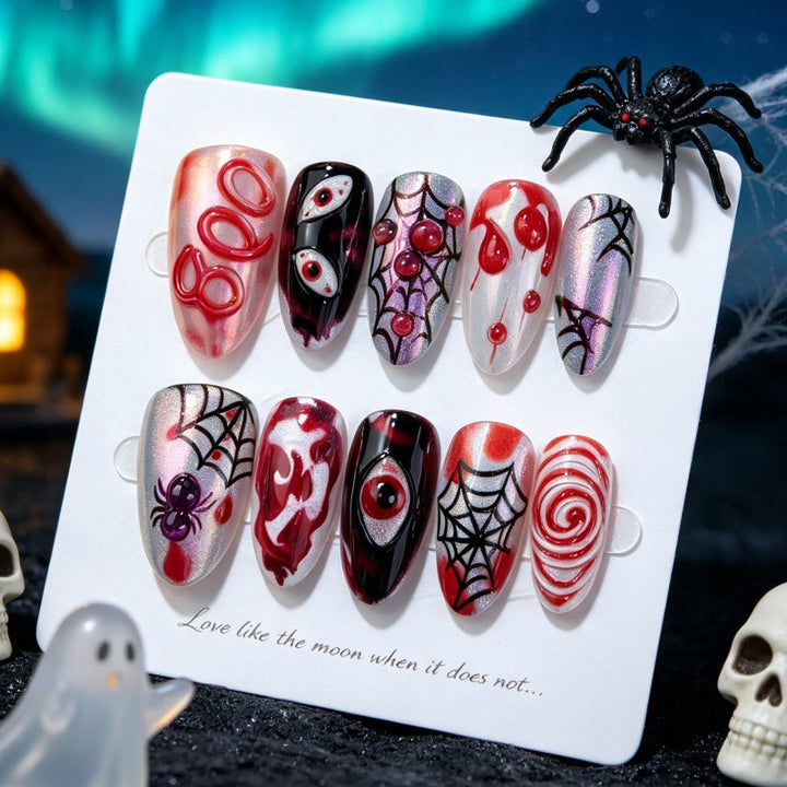 Spooky Themed Press-On Nail Art Set