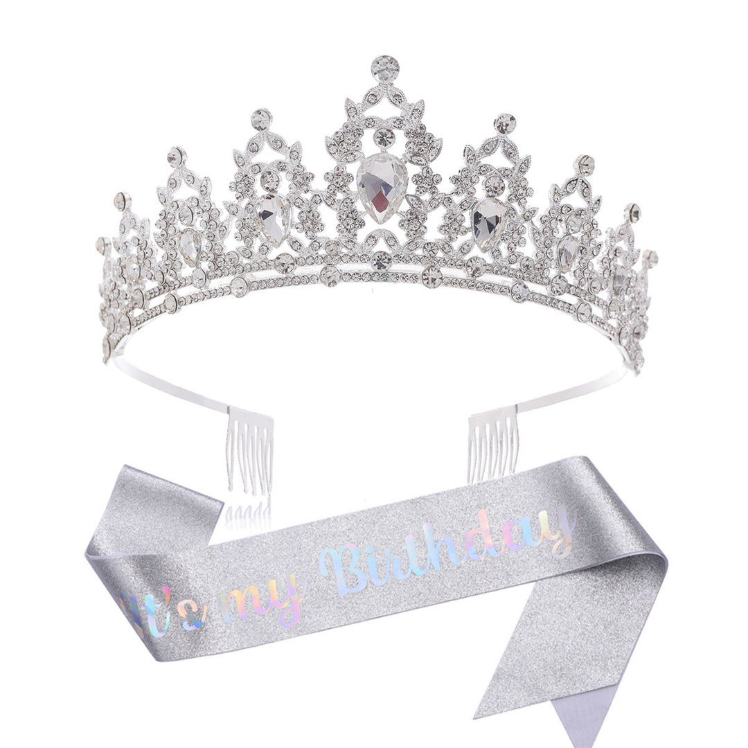 Damen Schwarz verzierte Tiara mit edlem Design Karnz