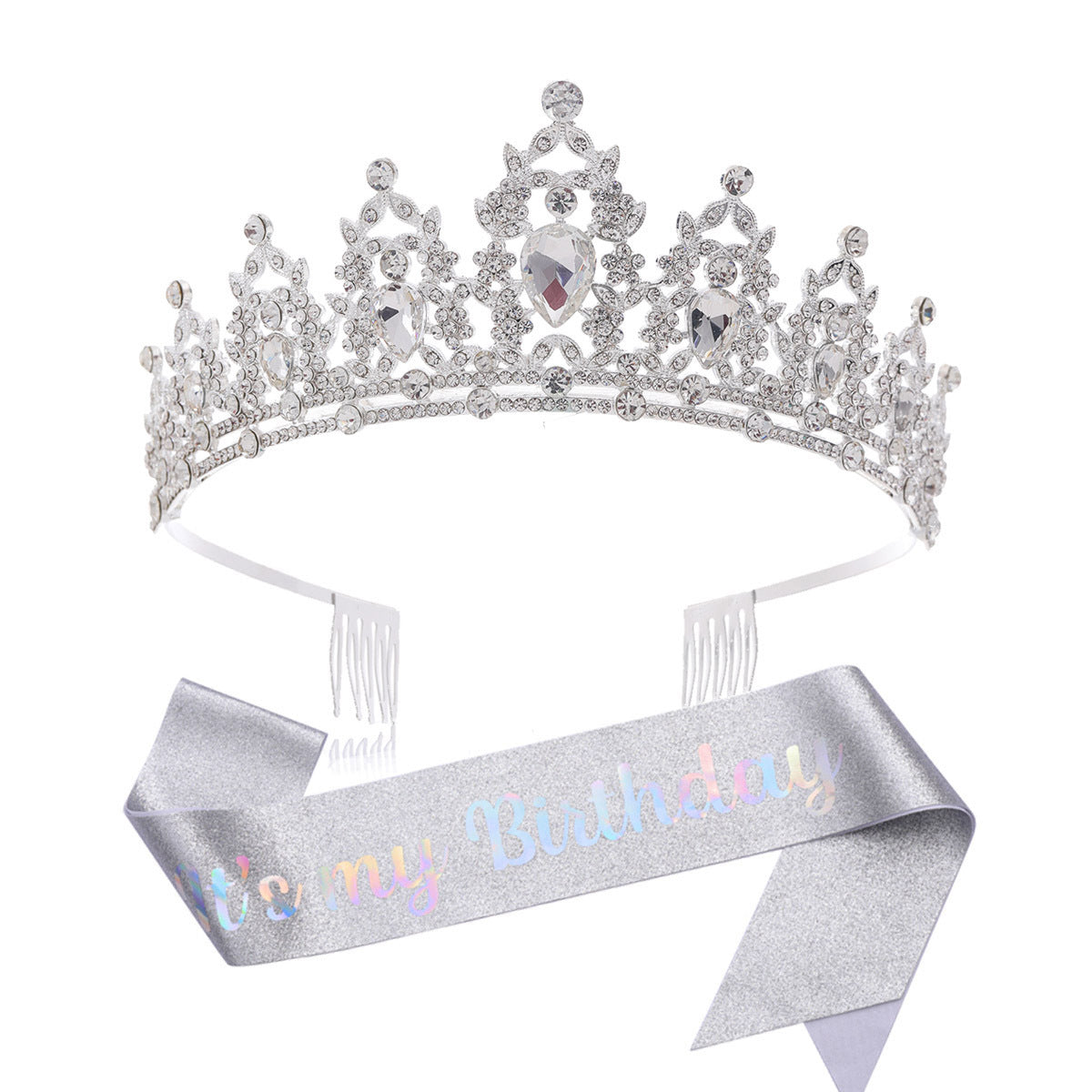 Damen Schwarz verzierte Tiara mit edlem Design Karnz