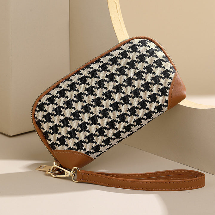 Elegante Hahnentritt Reißverschluss-Tasche Karnz