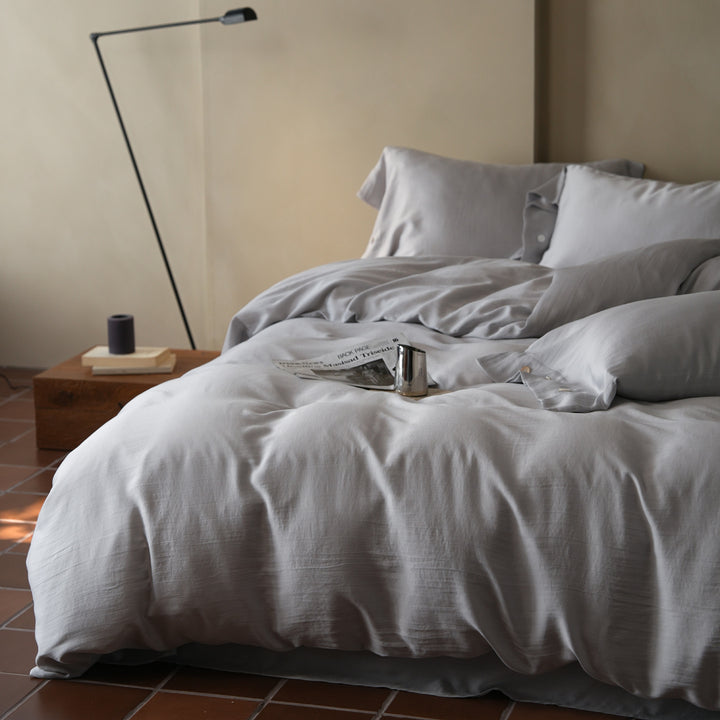 Luxus Bio-Baumwoll-Satin-Bettbezug-Set mit Knopfverschluss