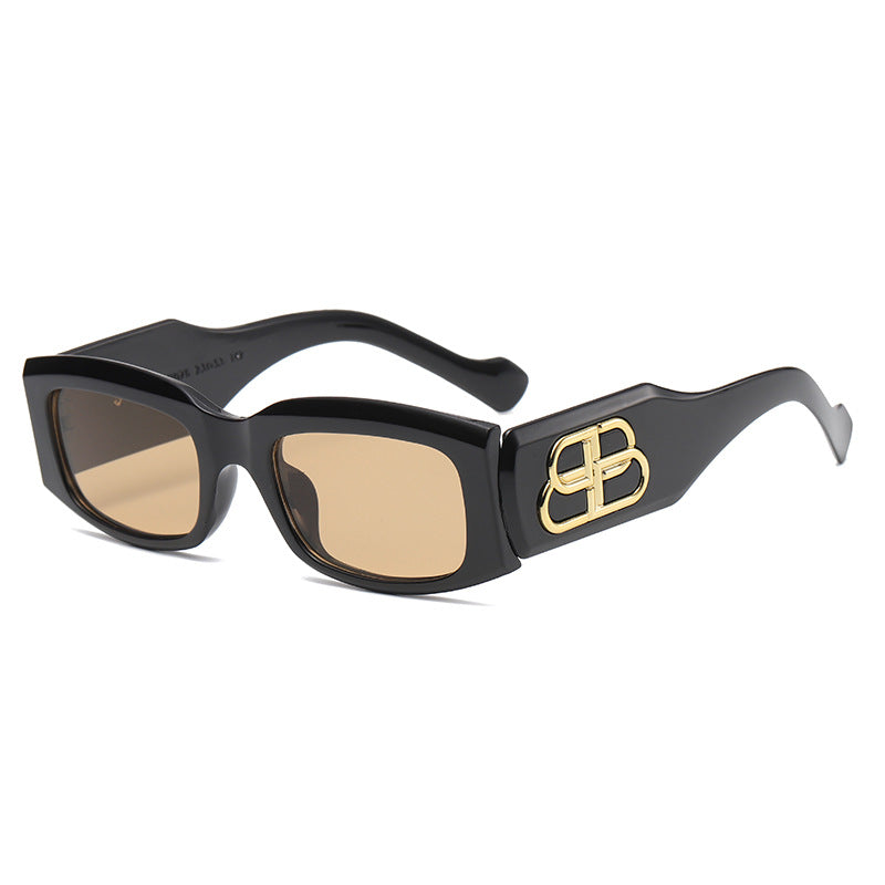 Damen modische quadratische Sonnenbrille mit luxuriösen Rahmenakzenten Karnz