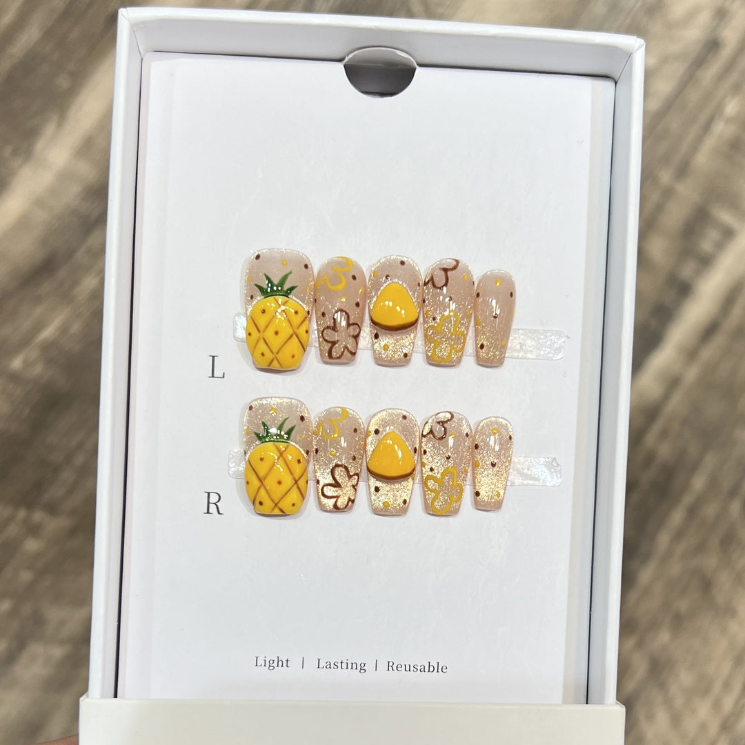 Tropisches Obst-Themen Press-On Nagelset Karnz