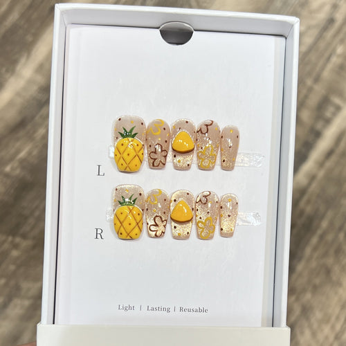 Tropisches Obst-Themen Press-On Nagelset Karnz