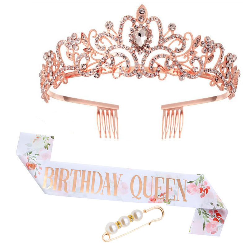 Damen Festliche Krone mit eleganter Schärpe Karnz