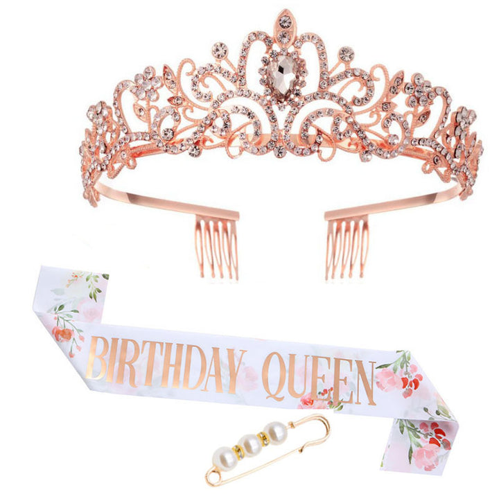 Damen Festliche Krone mit eleganter Schärpe Karnz