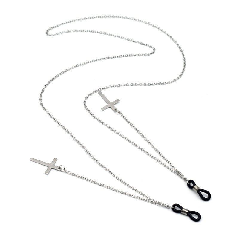 Trendy Metal Kreuz Brille Kette Karnz