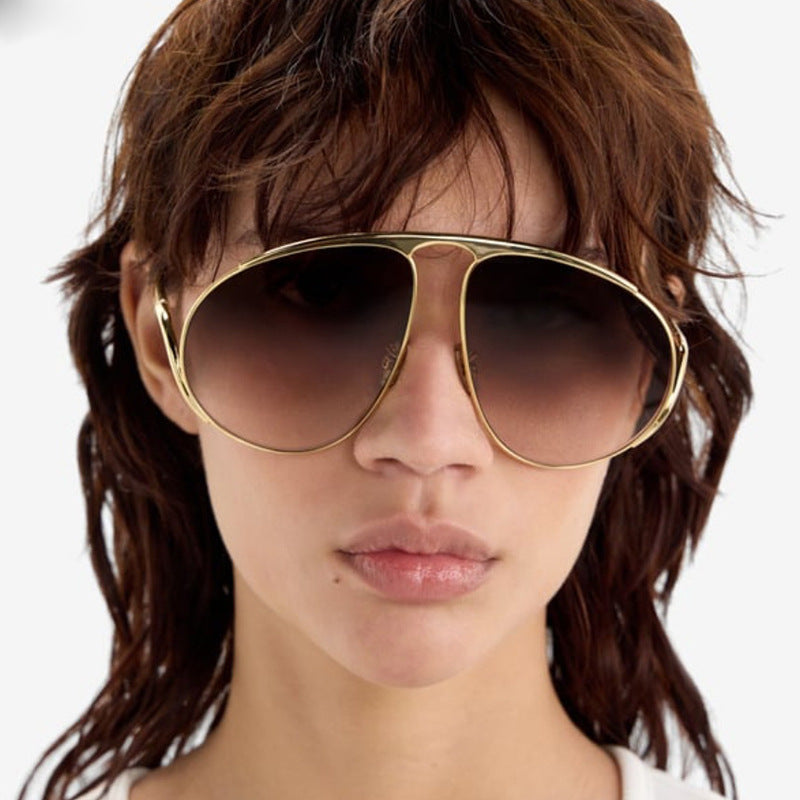 Damen modische Piloten-Sonnenbrille mit polarisierten Gläsern und elegantem Metallrahmen Karnz