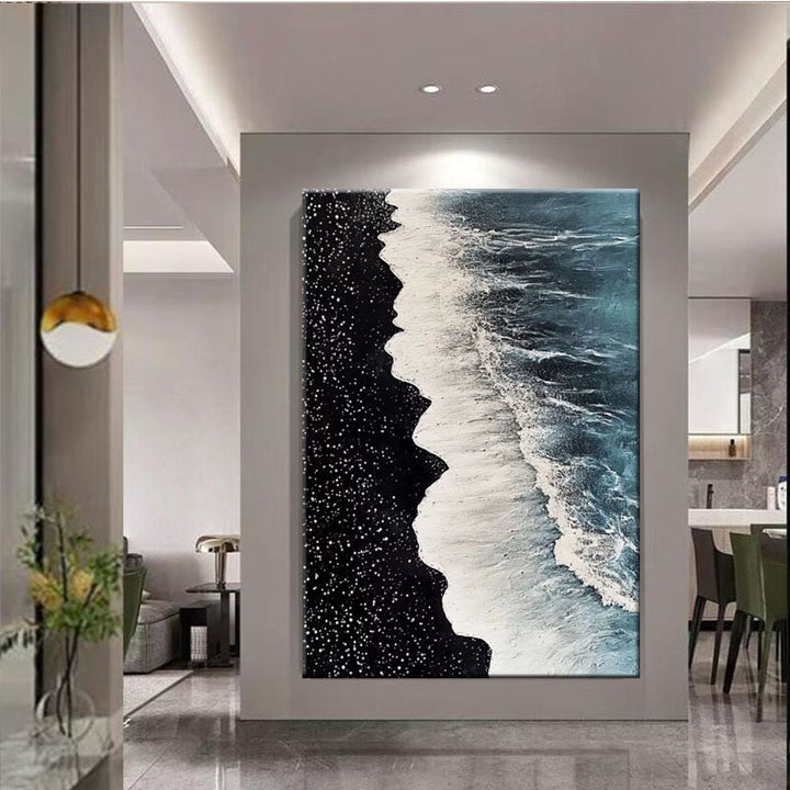 Ozean-inspiriertes abstraktes Leinwand Wandkunst