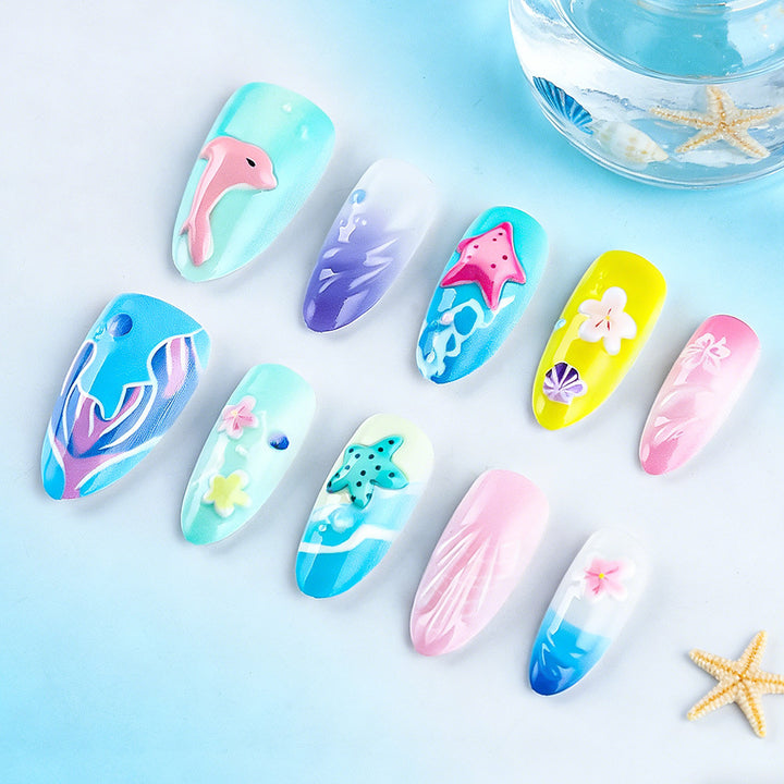 3D Strandthemen Press-On Nagelkunst Karnz