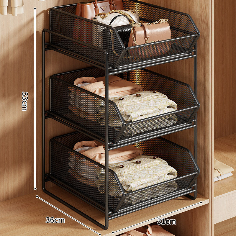 Doppel-Layer Metall-Mesh Ausziehbarer Kleiderschrank-Organizer für Handtaschen und gefaltete Kleidung