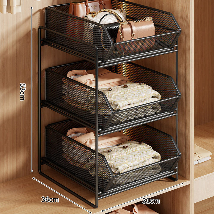 Doppel-Layer Metall-Mesh Ausziehbarer Kleiderschrank-Organizer für Handtaschen und gefaltete Kleidung