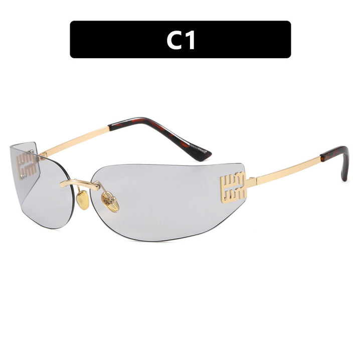 Damen futuristische Designer-Sonnenbrille mit ausgefallenem Rahmen und UV-Schutz Karnz
