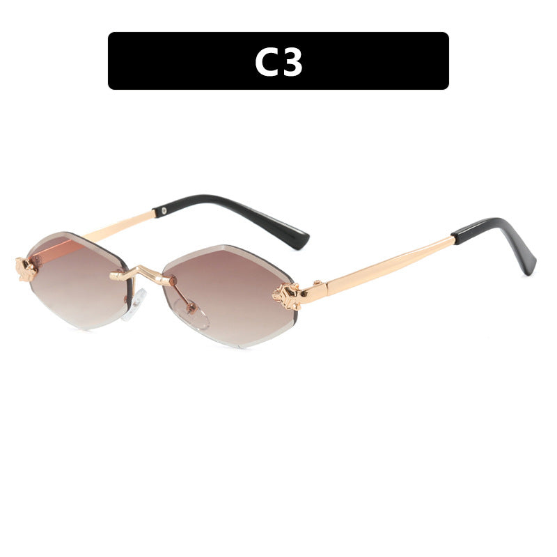 Damen geometrische Sonnenbrille mit doppeltem Metallrahmen und schützenden Gläsern Karnz